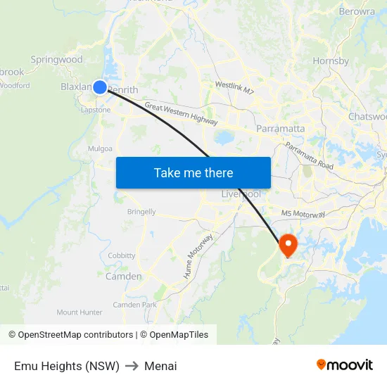 Emu Heights (NSW) to Menai map
