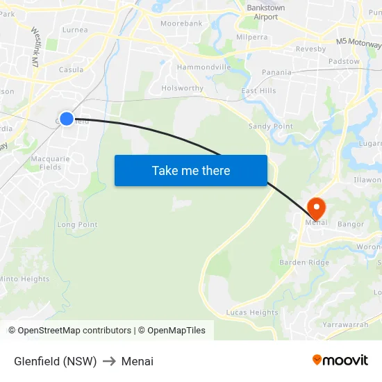Glenfield (NSW) to Menai map