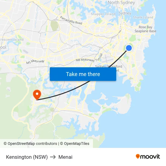 Kensington (NSW) to Menai map