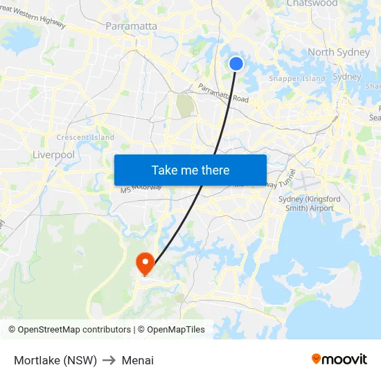 Mortlake (NSW) to Menai map