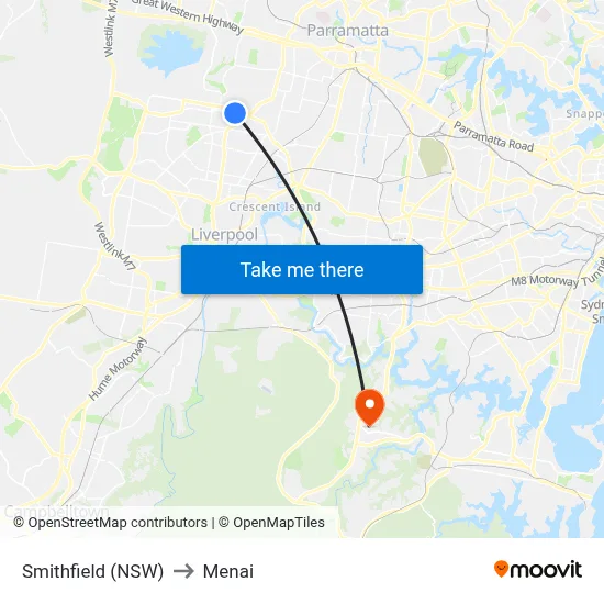 Smithfield (NSW) to Menai map