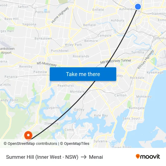 Summer Hill (Inner West - NSW) to Menai map