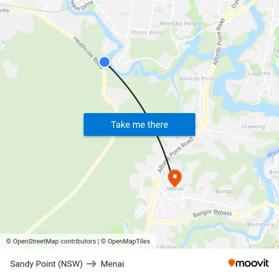 Sandy Point (NSW) to Menai map