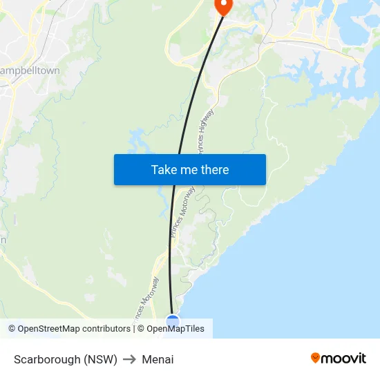 Scarborough (NSW) to Menai map