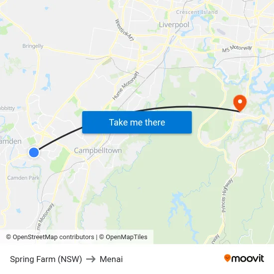Spring Farm (NSW) to Menai map