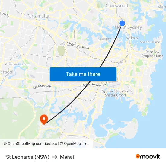 St Leonards (NSW) to Menai map