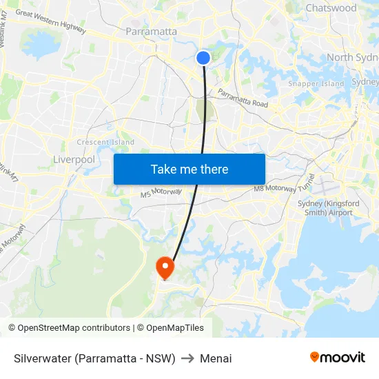 Silverwater (Parramatta - NSW) to Menai map