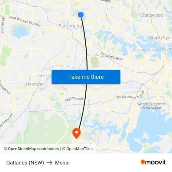 Oatlands (NSW) to Menai map