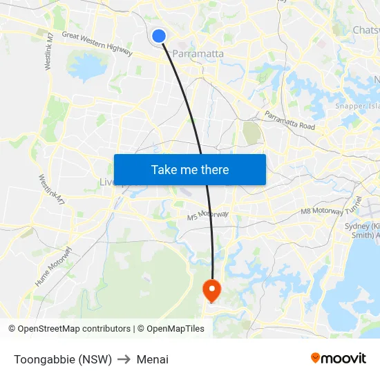 Toongabbie (NSW) to Menai map
