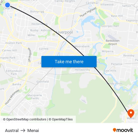 Austral to Menai map