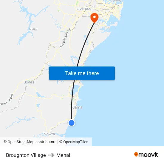 Broughton Village to Menai map
