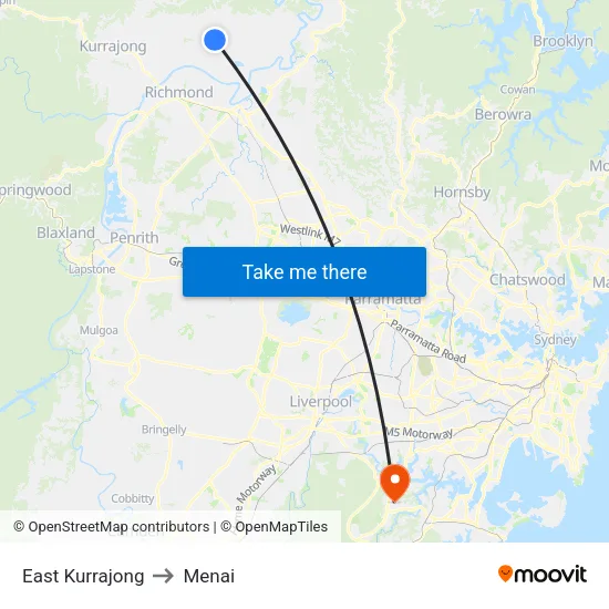 East Kurrajong to Menai map
