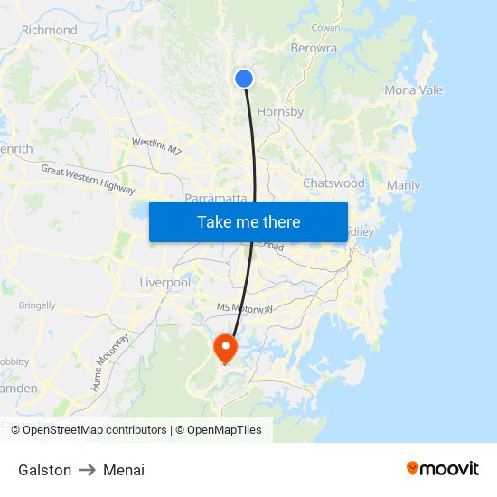 Galston to Menai map