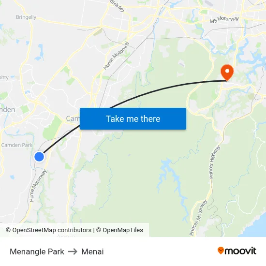 Menangle Park to Menai map