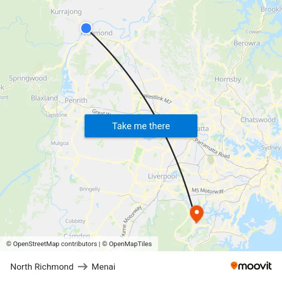 North Richmond to Menai map