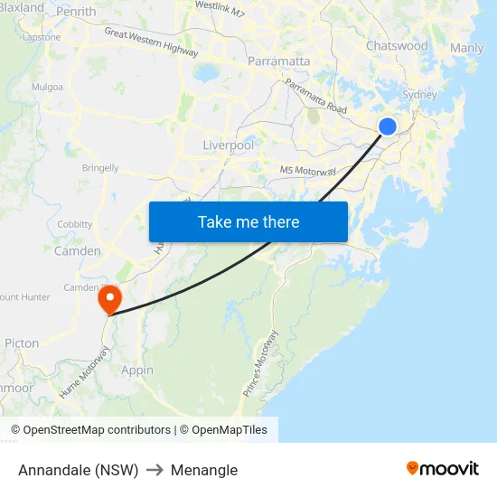 Annandale (NSW) to Menangle map