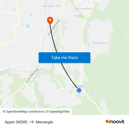 Appin (NSW) to Menangle map