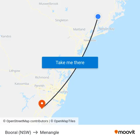 Booral (NSW) to Menangle map