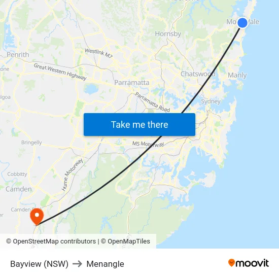 Bayview (NSW) to Menangle map