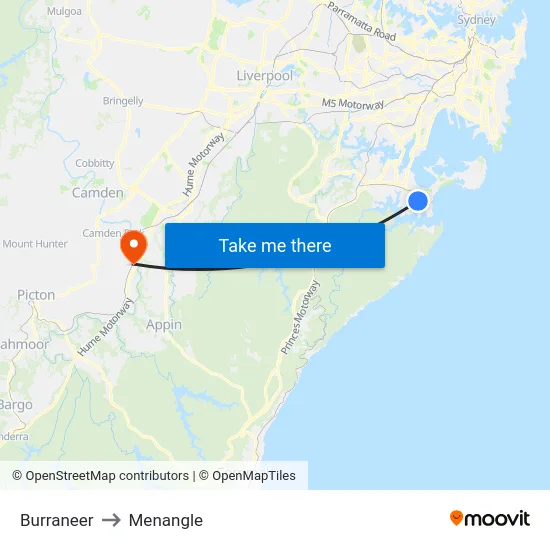 Burraneer to Menangle map