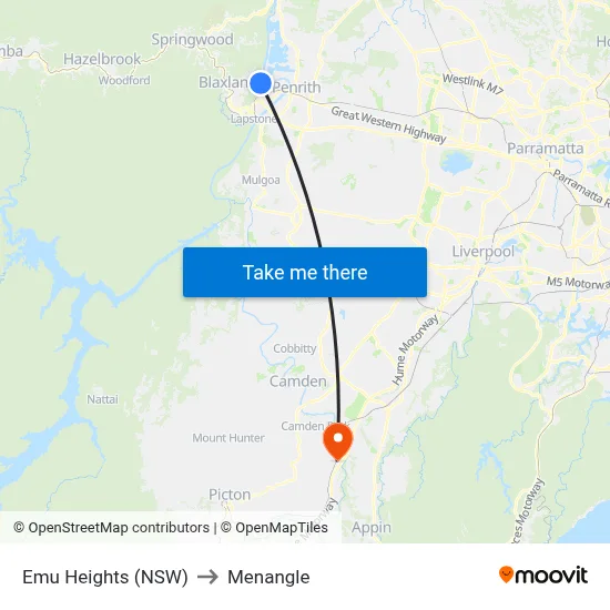 Emu Heights (NSW) to Menangle map