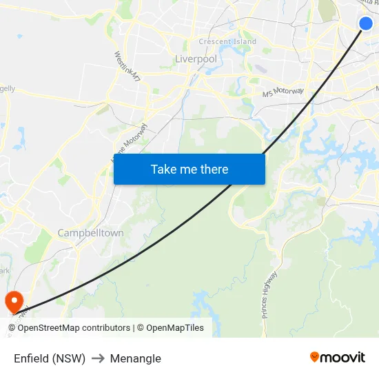 Enfield (NSW) to Menangle map