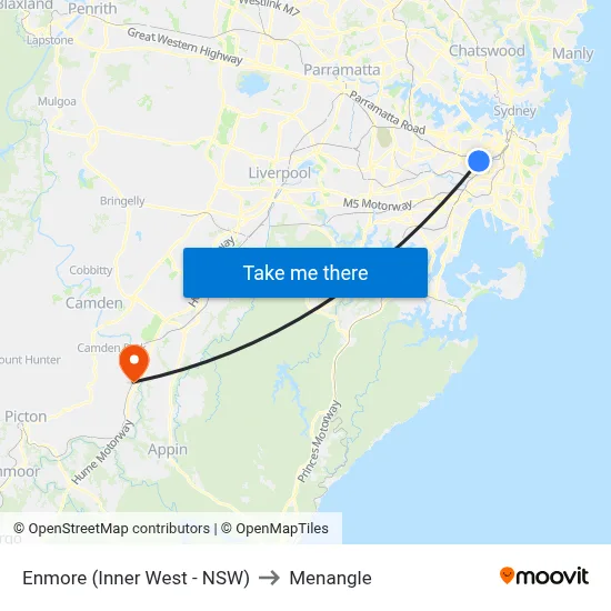 Enmore (Inner West - NSW) to Menangle map