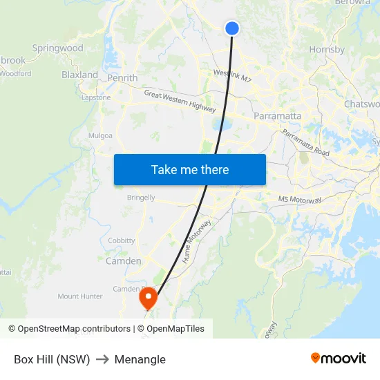 Box Hill (NSW) to Menangle map