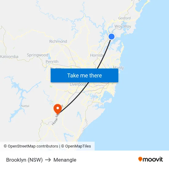 Brooklyn (NSW) to Menangle map