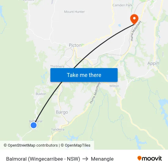 Balmoral (Wingecarribee - NSW) to Menangle map