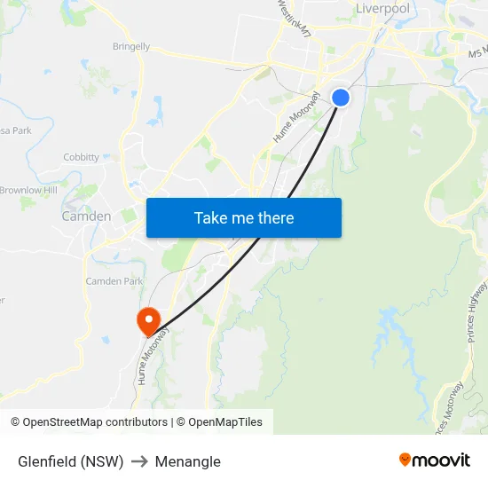 Glenfield (NSW) to Menangle map