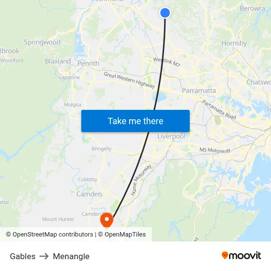 Gables to Menangle map