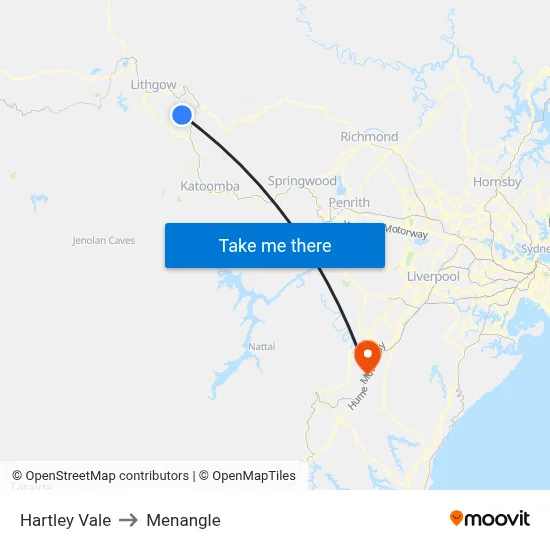 Hartley Vale to Menangle map