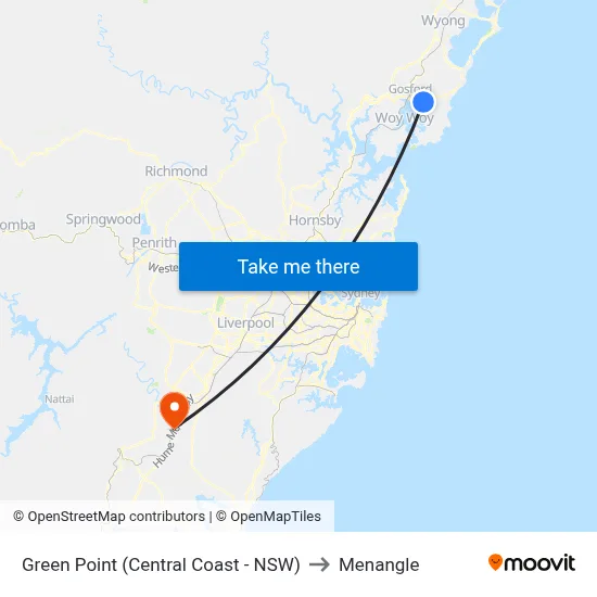 Green Point (Central Coast - NSW) to Menangle map