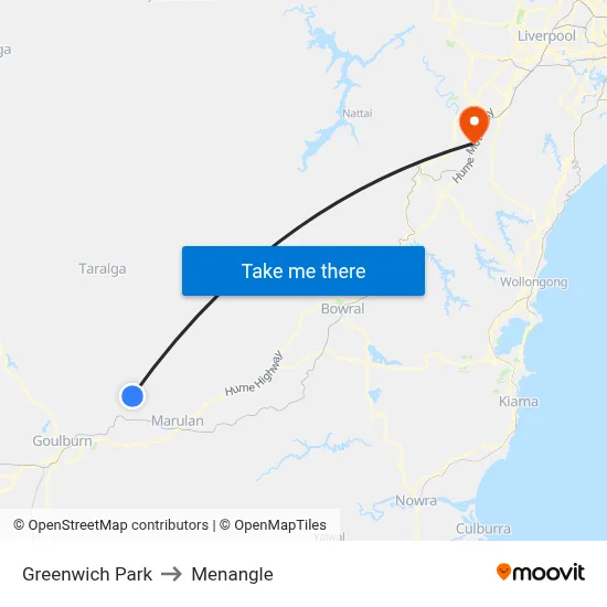 Greenwich Park to Menangle map