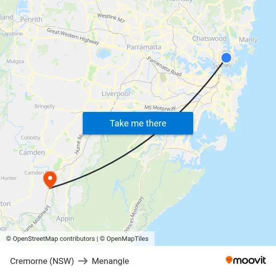 Cremorne (NSW) to Menangle map