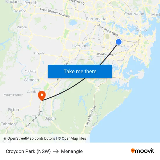 Croydon Park (NSW) to Menangle map
