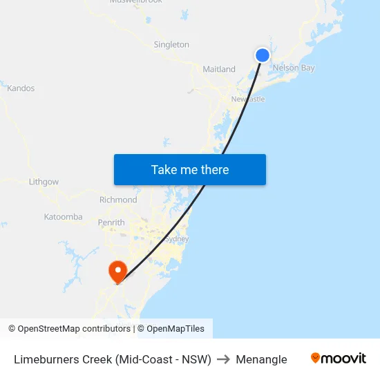 Limeburners Creek (Mid-Coast - NSW) to Menangle map