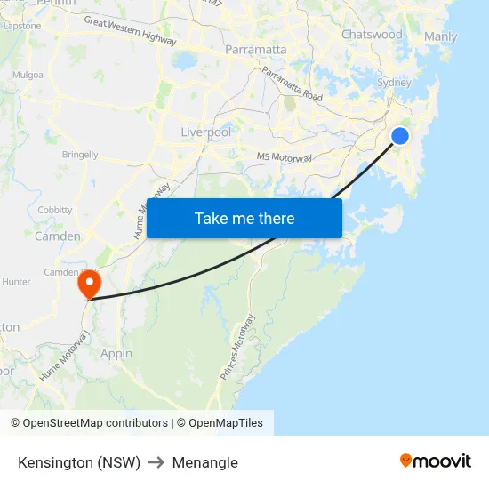 Kensington (NSW) to Menangle map