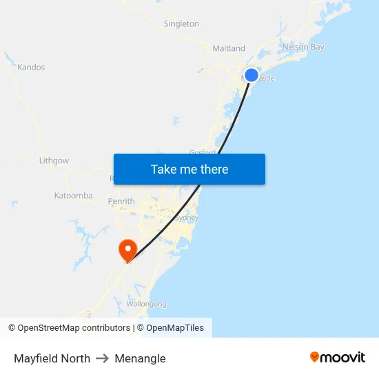 Mayfield North to Menangle map