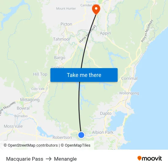 Macquarie Pass to Menangle map