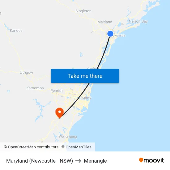 Maryland (Newcastle - NSW) to Menangle map