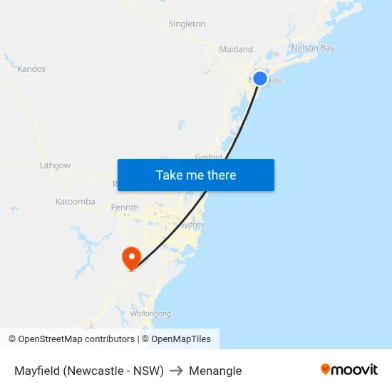 Mayfield (Newcastle - NSW) to Menangle map