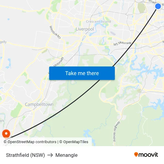 Strathfield (NSW) to Menangle map