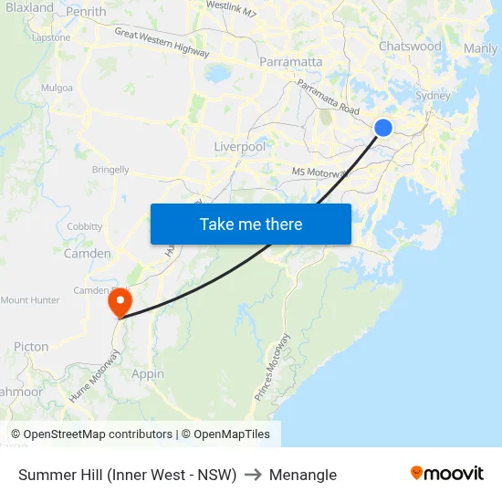 Summer Hill (Inner West - NSW) to Menangle map