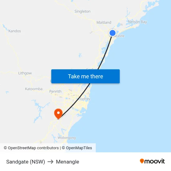 Sandgate (NSW) to Menangle map
