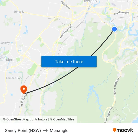 Sandy Point (NSW) to Menangle map