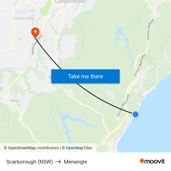 Scarborough (NSW) to Menangle map