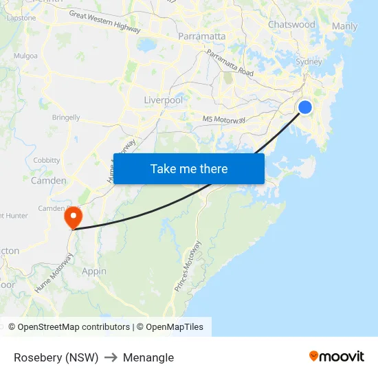Rosebery (NSW) to Menangle map