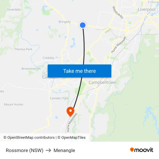 Rossmore (NSW) to Menangle map